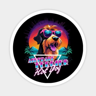 Retro Wave Airdale Terrier Hot Dog Shirt Magnet